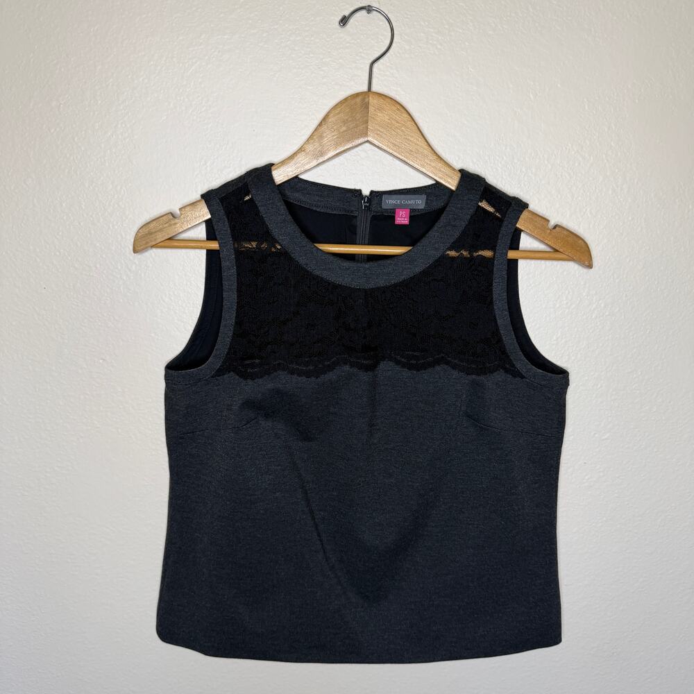 Vince Camuto Black Lace Trim Business Dressy Tank PS